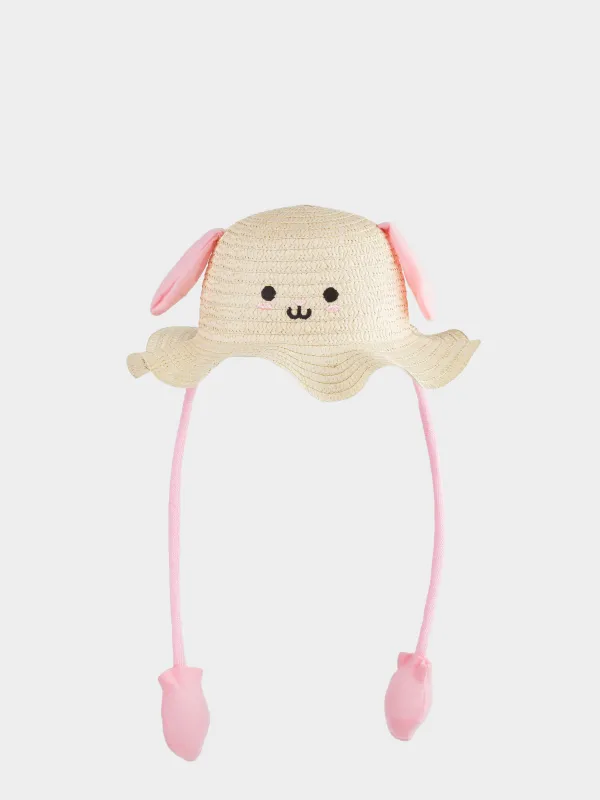Шляпа детская, 57 см, единый размер, целлюлоза/полиэстер, бежевая, Зайка, Banjo, image-0