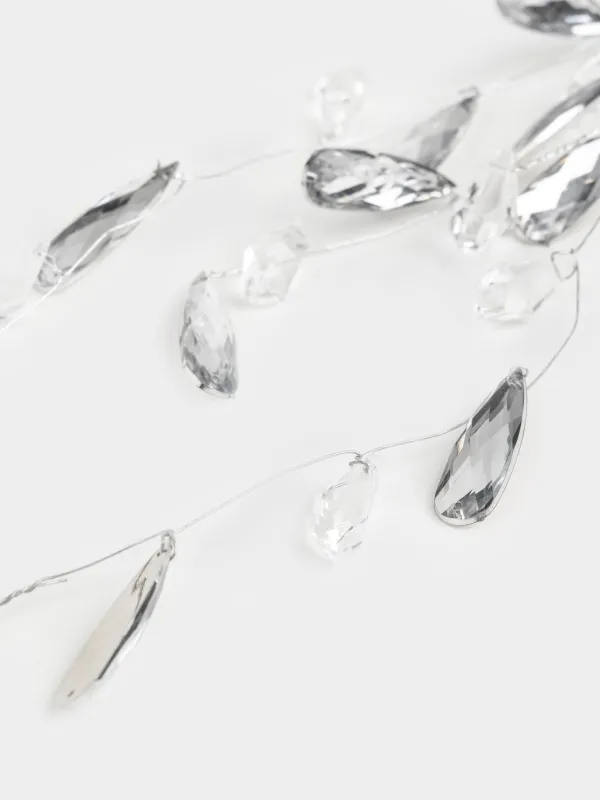 Сәндік әшекей, 48 см, аспалы, акрил/металл, күміс, Кристалдар, Crystal decor, image-1