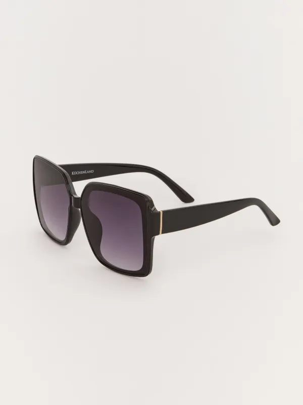 Очки солнцезащитные, пластик, квадратные, черные, Nifty, image-1