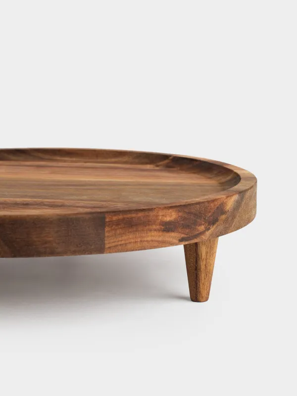 Блюдо, 28х2 см, на ножках, дерево, Noble tree, image-1