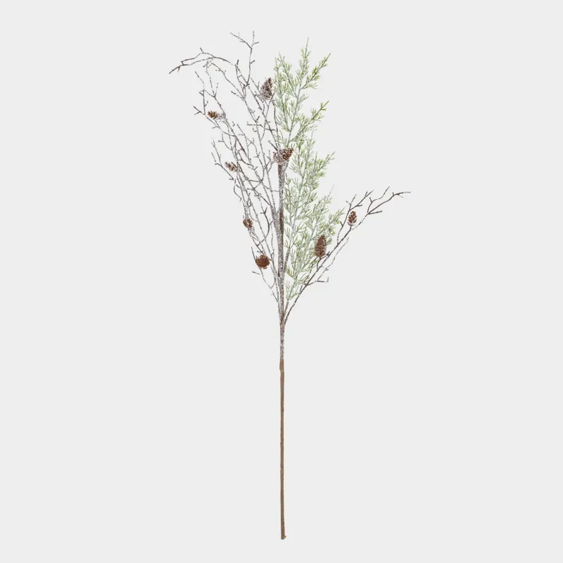 Ветка декоративная, 94 см, пластик/пенопласт, Хвоя с шишками, Conifer decor