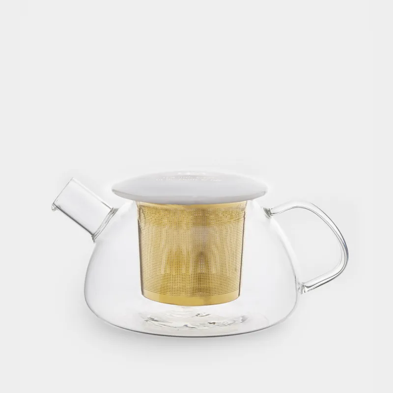 Чайник заварочный, 600 мл, стекло Б/сталь/керамика, золотисто-молочный, Chalet gold