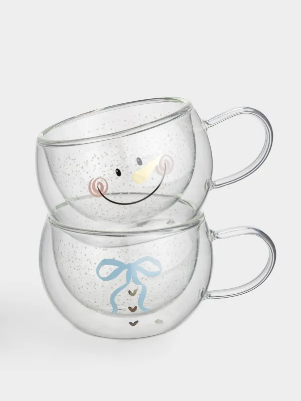 Кружка, 270 мл, 2 шт, с перламутром, Снеговик, Air polar, image-0