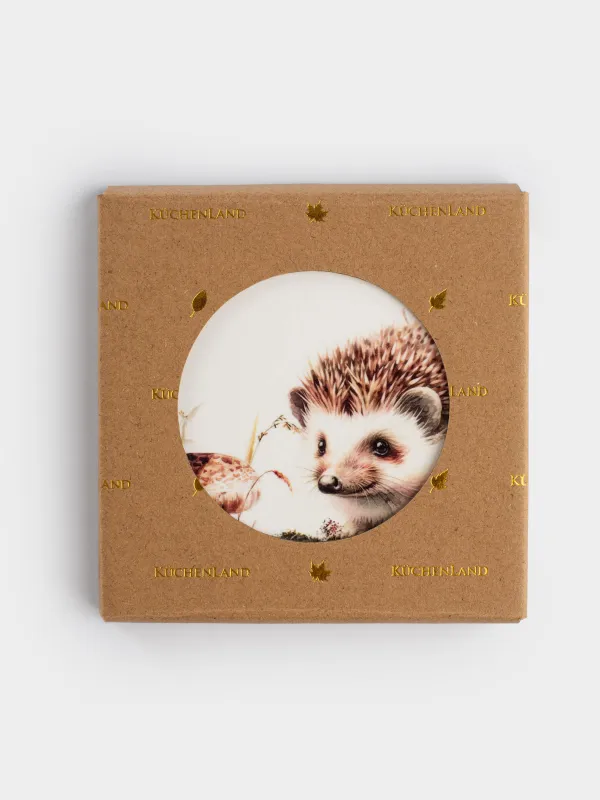 Саптыаяқ тұғыры, 11х11 см, шаршы, керамика/тығын, ақ, Кірпі, Forest hedgehog, image-4