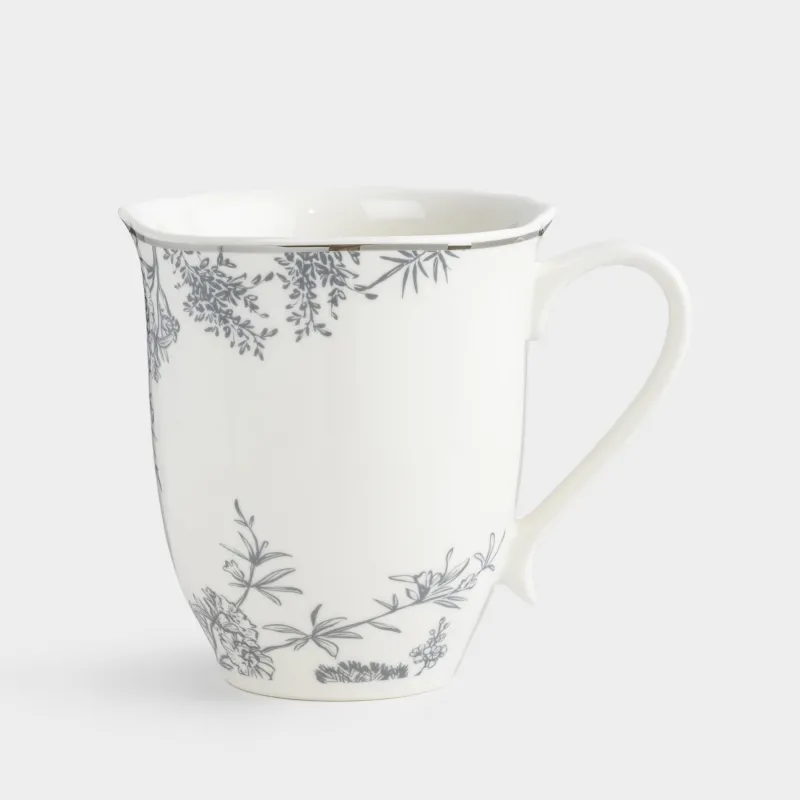 Саптыаяқ, 360 мл, фарфор N, ақ, күміс жиектері бар, Жылқы, Kairon horse