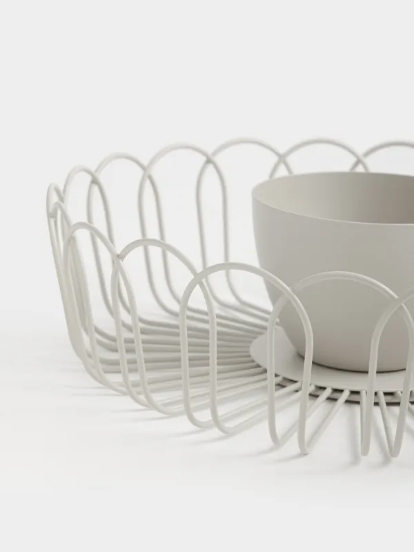 Жеміс себеті, 28х14 см, аяқты, металл, сұр және сарғылт-қоңыр, Twist beige, image-1