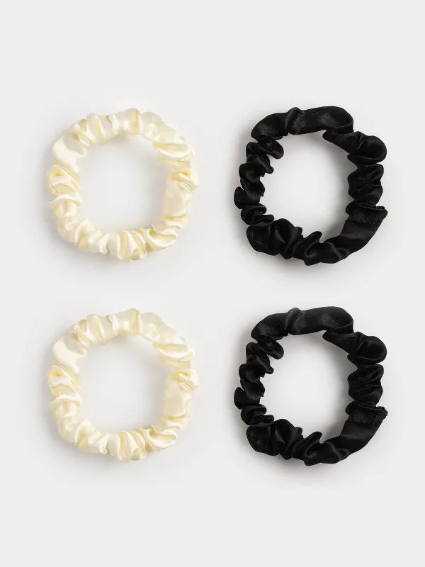 Шашқа арналған серпімді жолақ, 6 см, 4 дана, Жүректе, сатин, сүт / қара, Silk, image-2