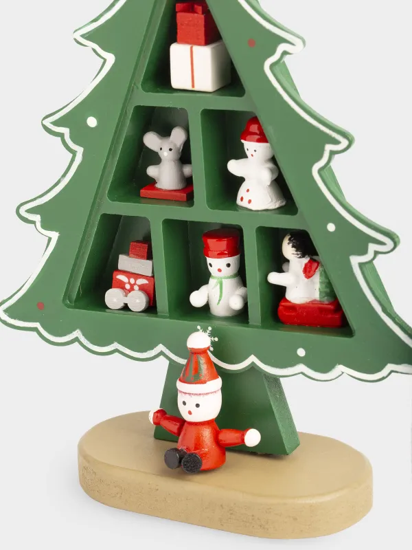 Мүсінше, 19 см, MDF, жасыл, Ойыншықтары бар шырша-шкаф, Christmas style, image-4