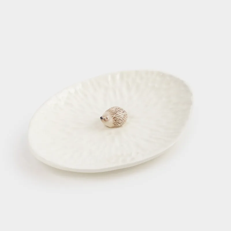 Блюдо, 24х17 см, керамика, молочное, Еж, Slight frost