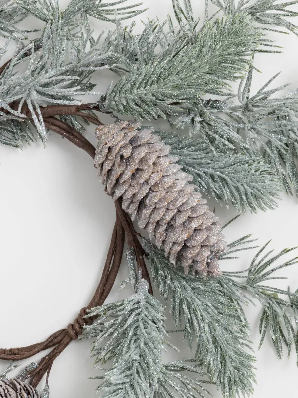 Венок рождественский, 12/40 см, пластик/шишки, Хвоя с шишками, Conifer decor, image-2