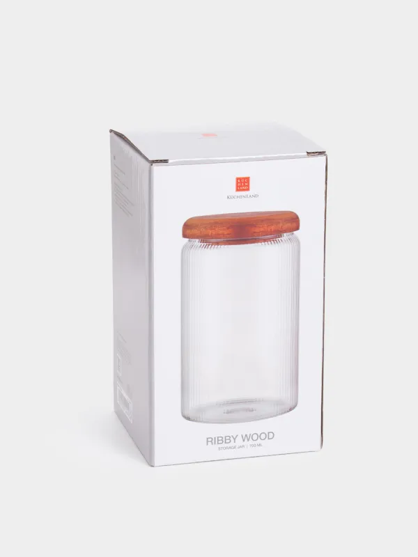 Сусымалы өнімдерге арналған құты, 700 мл, шыны Р/ағаш, Ribby wood, image-4
