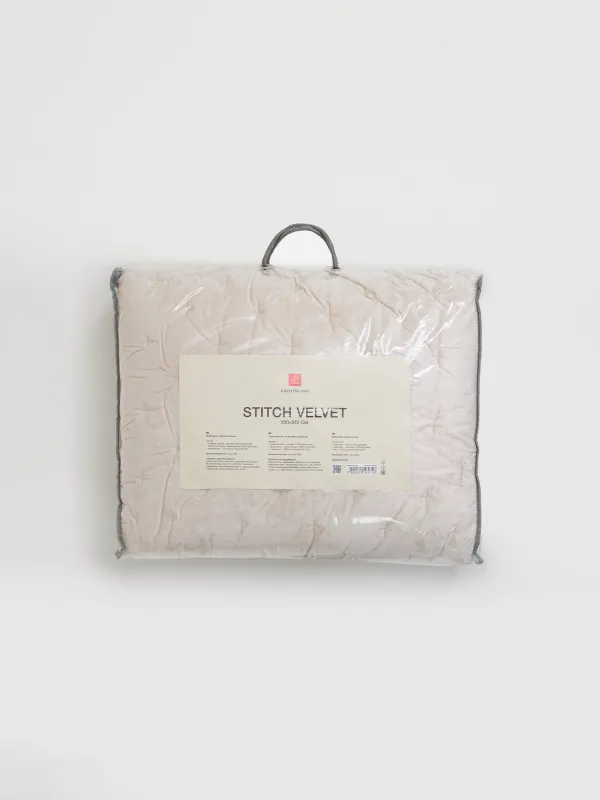 Төсек жапқыш, 220х240 см, сырылған, барқыт/микрофибра, сүт түстес, Сызықтар, Stitch velvet, image-7