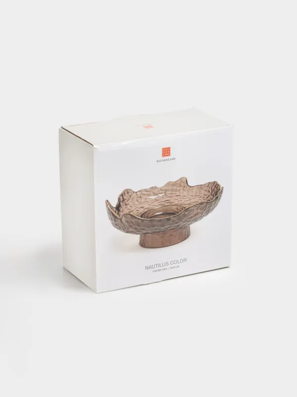 Ыдыс, аяқты, 20х15 см, шыны, қоңыр, алтын жиегі бар, Nautilus color, image-4