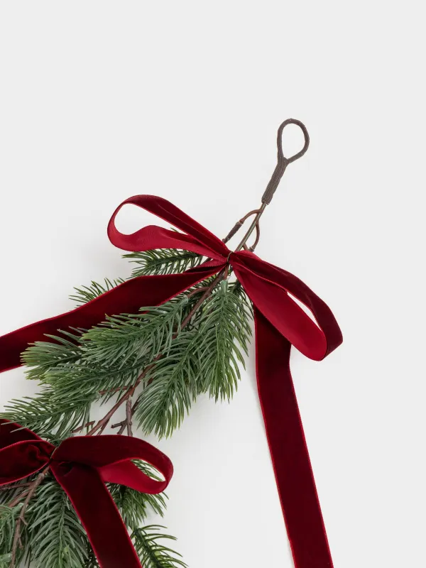 Сәндік бұтақ-гирлянд, 1,3 м, полиэтилен, Қызыл бантиктері бар шырша, Conifer decor, image-2