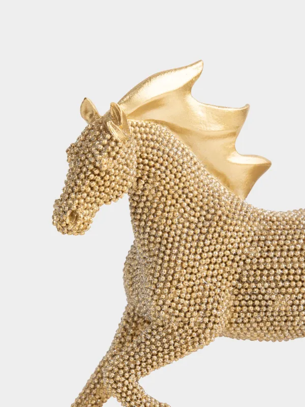 Статуэтка, 19x17 см, полирезин, золотистая, Лошадь, Horse gold, image-1
