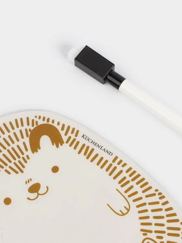 Жазбаларға арналған магнитті тақта, 18х12 см, маркері бар, пластик, ақ-алтын, Кірпі, Forest animals, image-2