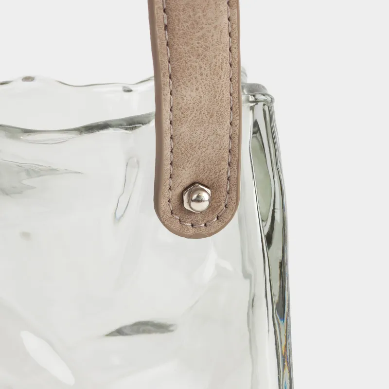 Гүл вазасы, 17 см, сәндік, тұтқасы бар, шыны/полиуретан, сұр, сөмке, Crumple color, image-2