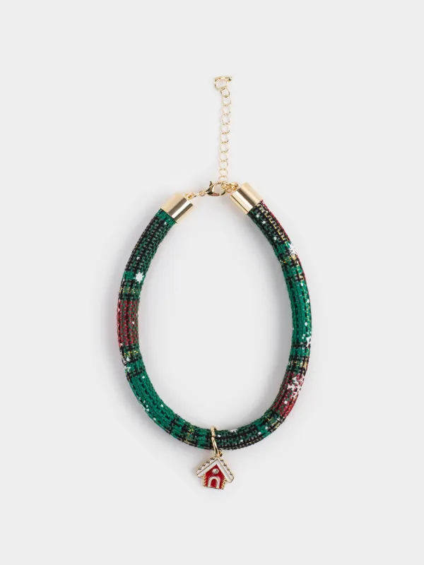 Жануарларға арналған мойынбау, 25/30 см, сәндік, полиэстер/металл, жасыл, Үй, Christmas pet, image-0