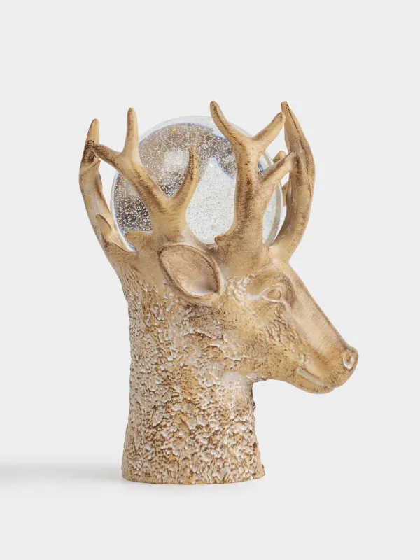 Қар шамы, 25 см, жарықтандырылған, пластик, қоңыр, Бұғы мүйізіндегі шар, Deer, image-2