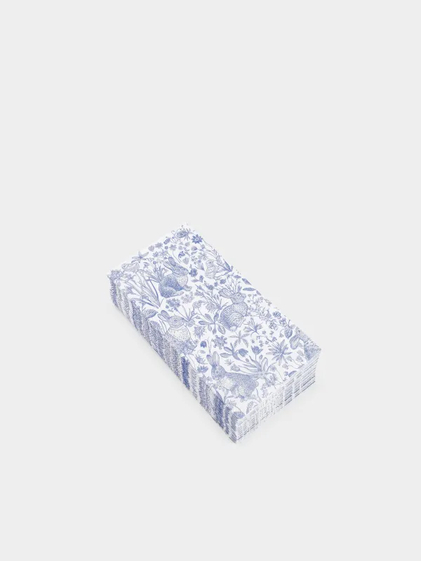 Қағаз майлықтар, 33х33 см, 20 дана, төртбұрышты, ақ және көк, Қояндар мен балапандар, Tradition Easter, image-1