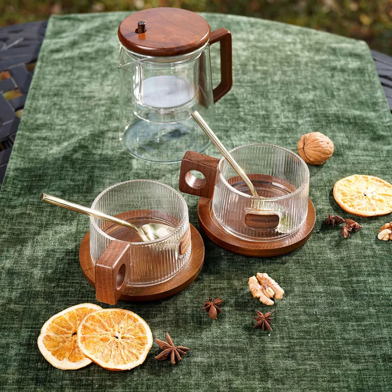 Кружка, 230 мл, на подставке, стекло Б/дерево, Ribby, image-7