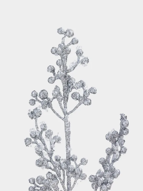 Ветка декоративная, 70 см, пластик/бумага, Серебристые бусины, Sparkle balls, image-3