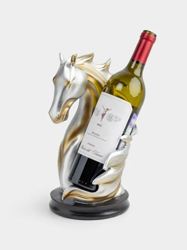 Бөтелке тұғыры, 14х25 см, полирезин, алтын-қара, Жылқы, Horse color, image-3