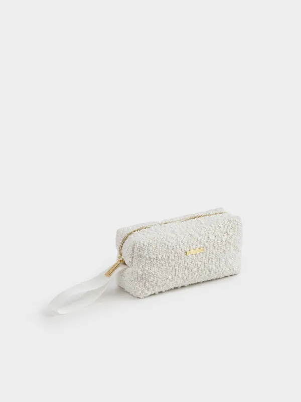 Косметикалық сөмке, 20х7 см, тұтқасы бар, букле, сүт түстес, Boucle beauty, image-3