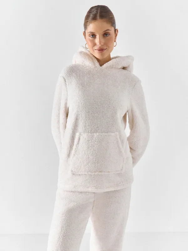 Әйелдерге арналған худи, үйге арналған, өлшемі S, жасанды үлбір, сүт түстес, Kiriana, image-1