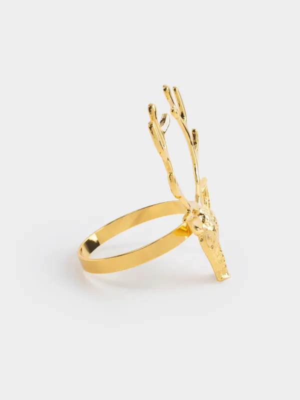 Майлық сақинасы, 7 см, металл, алтын, Бұғы, Arctic deer, image-2