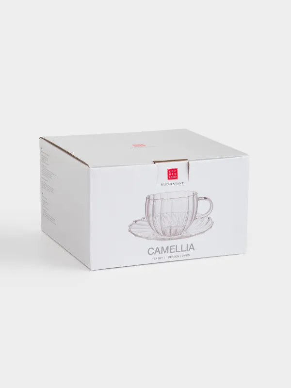 Шай кесе тәрелкесімен, 1 адамдық, 2 зат, 360 мл, шыны Б, Camellia, image-4