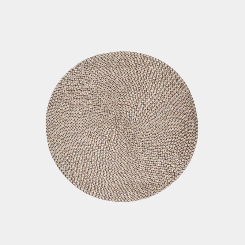 Салфетка под приборы, 38 см, полипропилен/ПЭТ, круглая, песочная, Circle Braid
