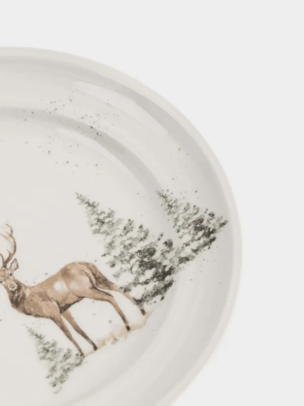 Тіскебасар тәрелкесі, 20 см, керамика, ақ, Қарлы ормандағы бұғы, Woodland Story, image-4