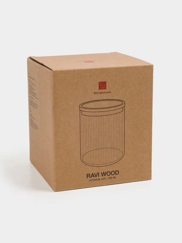 Сусымалы өнімдерге арналған құты, 900 мл, Б шыны/ағаш, Ravi wood, image-6