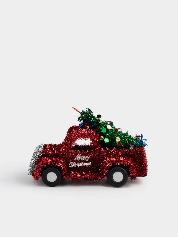 Статуэтка, 27 см, Машина с елкой, Tinsel decor, image-0