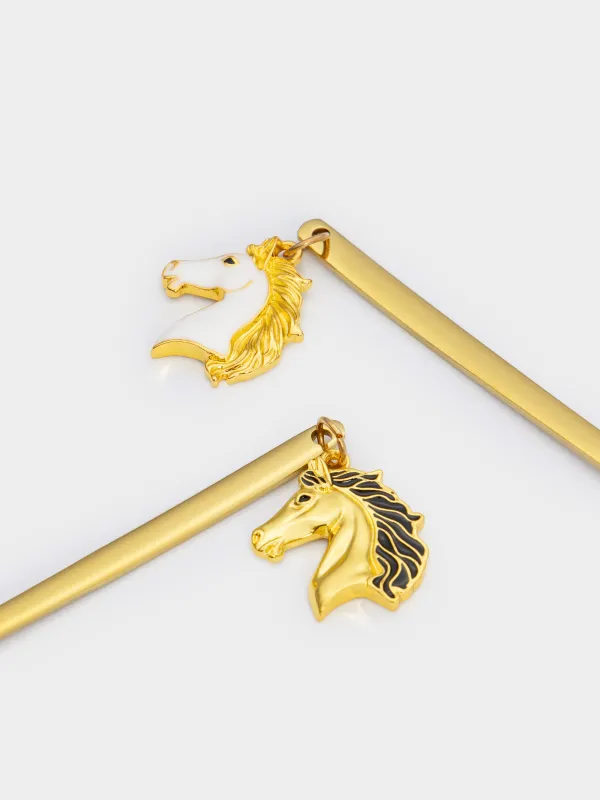 Ложка десертная, 14 см, 2 шт, сталь, золотистая, Конь, Horse gold, image-5