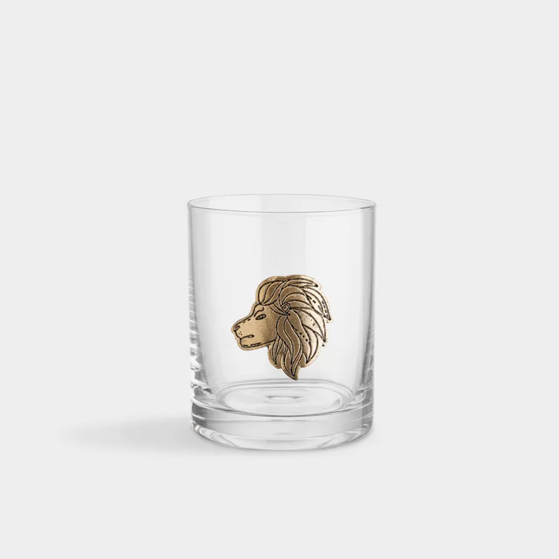 Стакан для виски, 10 см, 340 мл, стекло/металл, золотистый, Лев, Zodiac