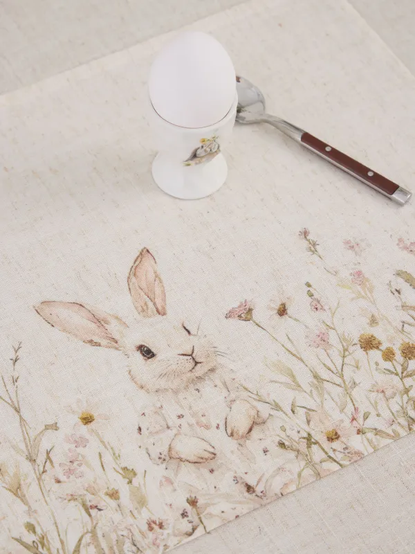 Аспаптарға арналған майлық, 30х45 см, полиэстер/зығыр, сарғылт-қоңыр, Гүлдер арасындағы қоян, Bunny in flowers, image-2