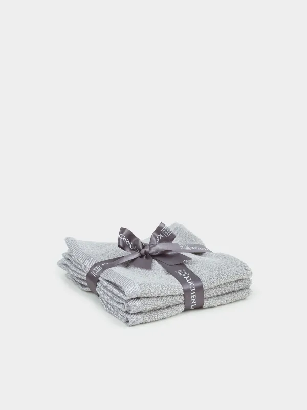 Полотенце, 30х30 см, 3 шт, хлопок, серое, Wellness, image-5