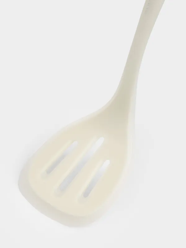 Лопатка, 35 см, с прорезями, силикон/нейлон, молочная, Milk kitchen, image-2