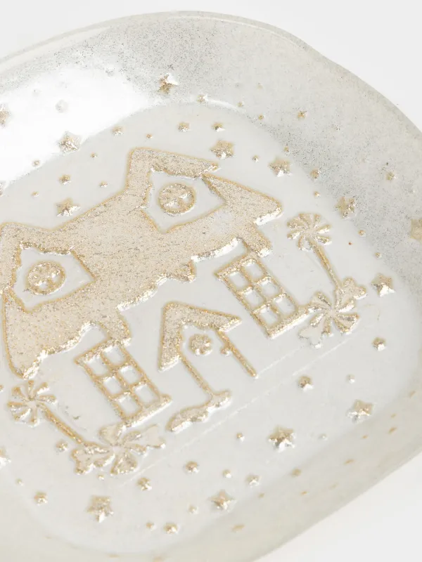 Ыдыс, 15х15х3 см, шыны, шампан/сүт, Үй, Houses pattern, image-3