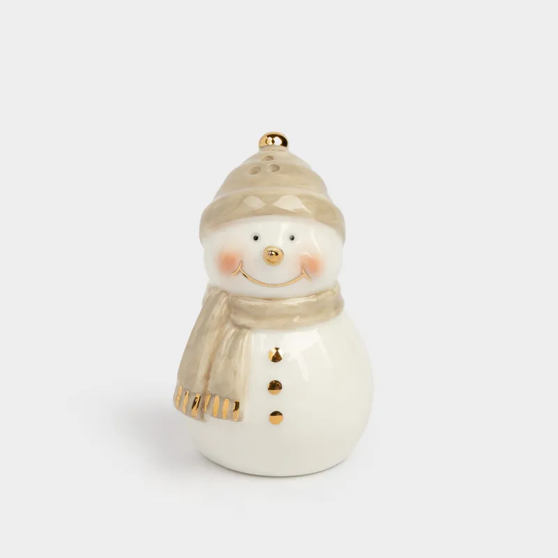 Тұз немесе бұрышқа арналған ыдыс, 8 см, фарфор Р, сүт түстес, Қалпақ пен шарф киген аққалалар, Snowy