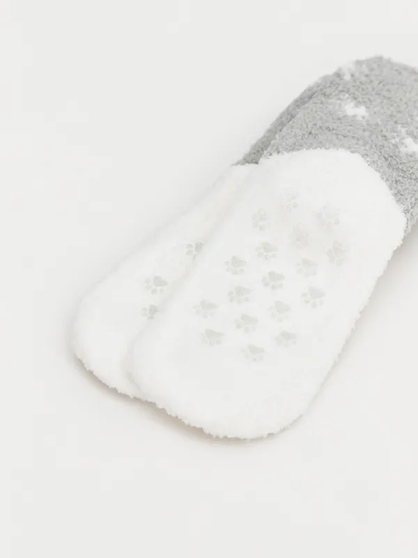 Носки детские, домашние, в коробке, полиэстер, серо-молочные, Кот в колпаке, Merry, image-2