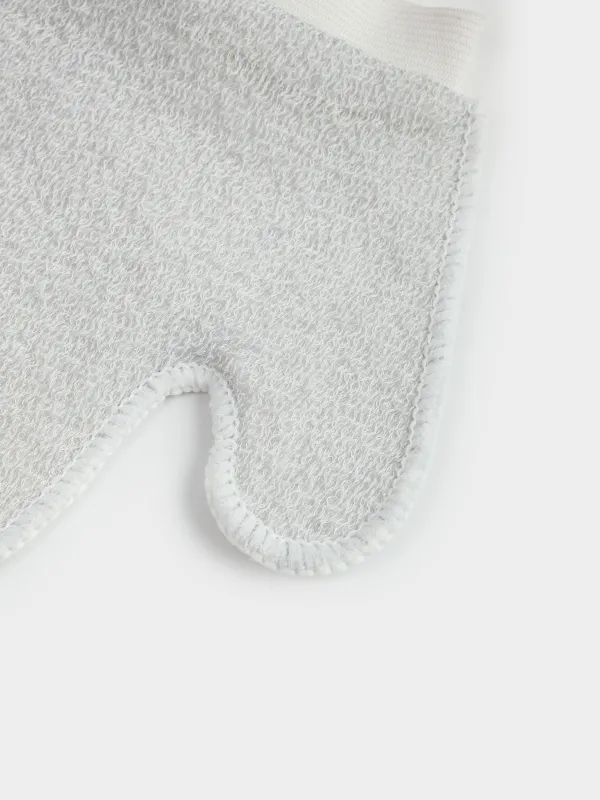 Мочалка-варежка для мытья тела, 20х16 см, нейлон/хлопок, серо-голубая, Unique spa, image-5