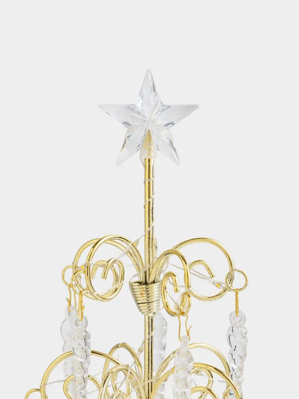 Мүсінше, жарықтандырылған, 29 см, салпыншақтары бар, металл/акрил, күміс, Шырша, Silver style, image-1