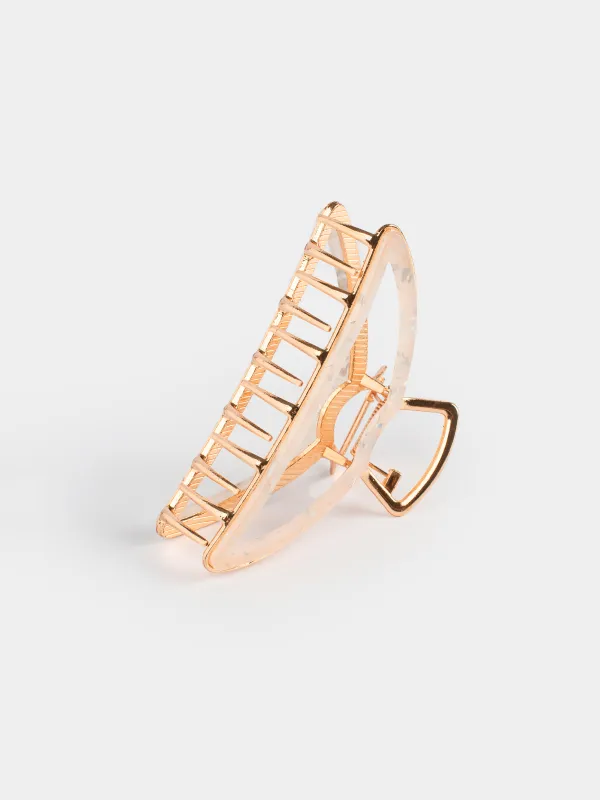 Заколка для волос, 10 см, акрил/металл, золотистая, Крабик, Glam, image-3