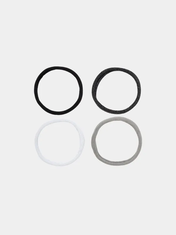 Резинка для волос, 5 см, 8 шт, полиэстер, серая/белая/черная, с люрексом, Basic, image-0