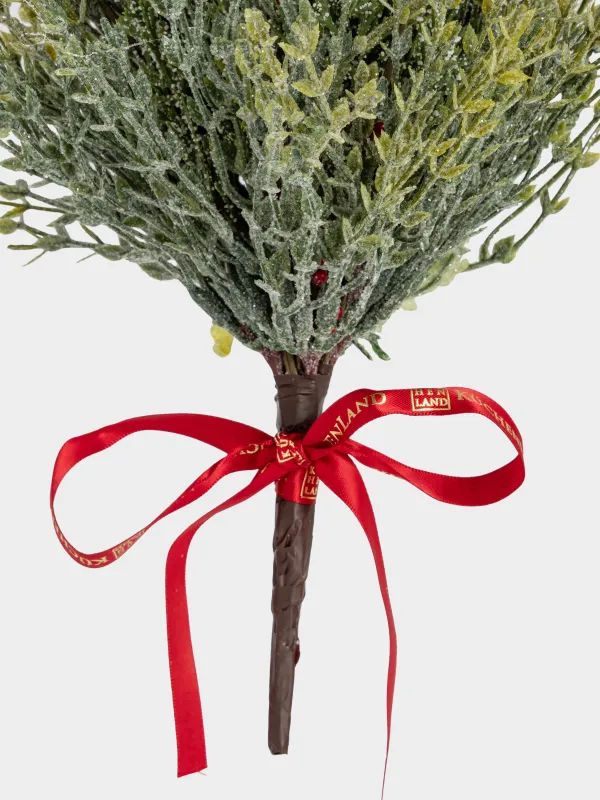 Сәндік гүл шоғы, 40 см, пластик, қою қызыл жидектері бар қылқан инелер, Conifer decor, image-3