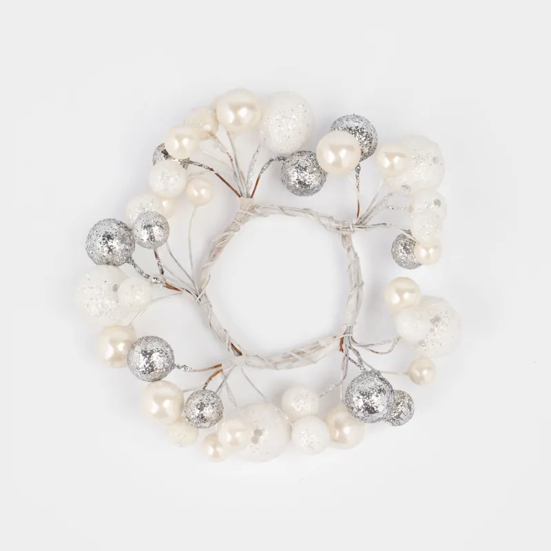 Майлық сақинасы, 5 см, пластик, сүтті күміс, Рождестволық шарлар, Balls sparkle