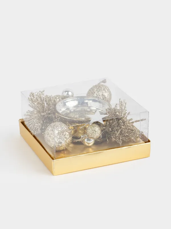 Шам ұстағыш, 11х7 см, шай шамына арналған, шамы бар, шампан, Алма, Apple garden, image-4